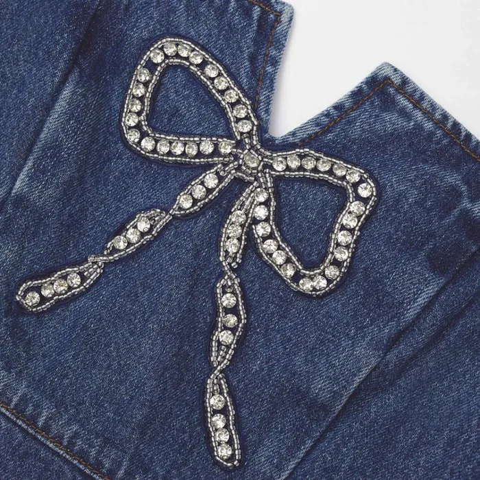 Self Portrait Dresses Bow Denim Mini Dress 8211 Women Self Portrait Dresses Bow Denim Mini Dress 8211 Women