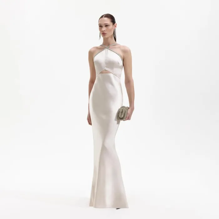 Self Portrait Dresses Champagne Satin Diamante Maxi Dress 8211 Women Self Portrait Dresses Champagne Satin Diamante Maxi Dress 8211 Women