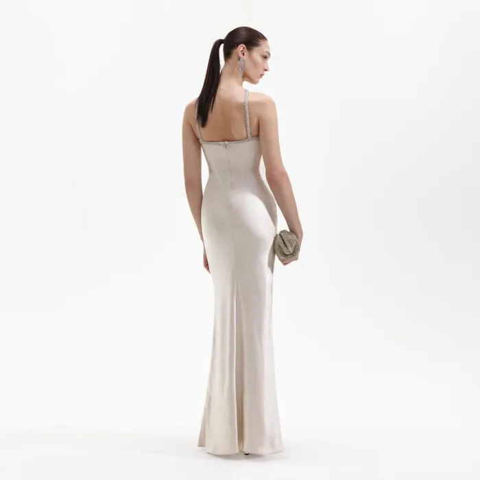 Self Portrait Dresses Champagne Satin Diamante Maxi Dress 8211 Women Self Portrait Dresses Champagne Satin Diamante Maxi Dress 8211 Women