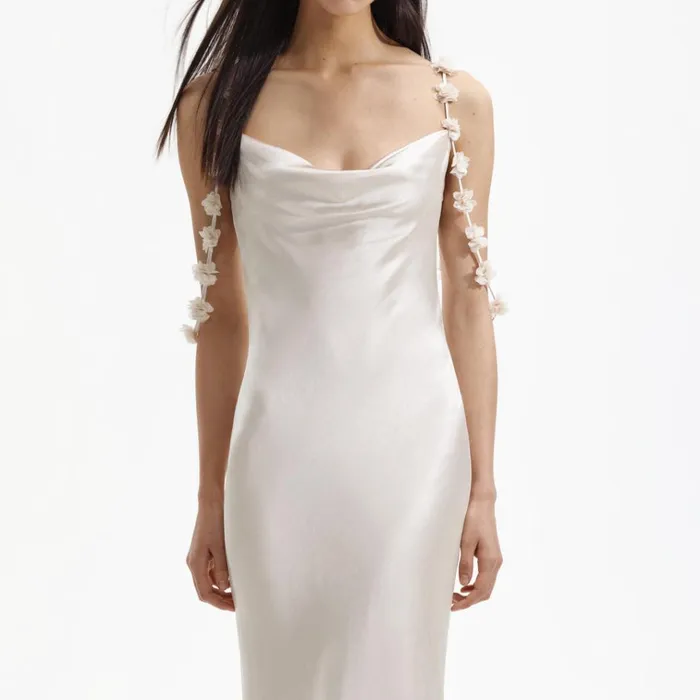 Self Portrait Dresses Champagne Satin Flower Maxi Dress 8211 Women Self Portrait Dresses Champagne Satin Flower Maxi Dress 8211 Women