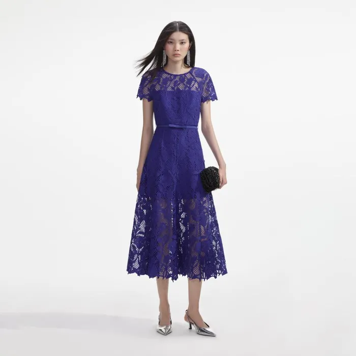 Self Portrait Dresses Cobalt Lace Midi Dress 8211 Women