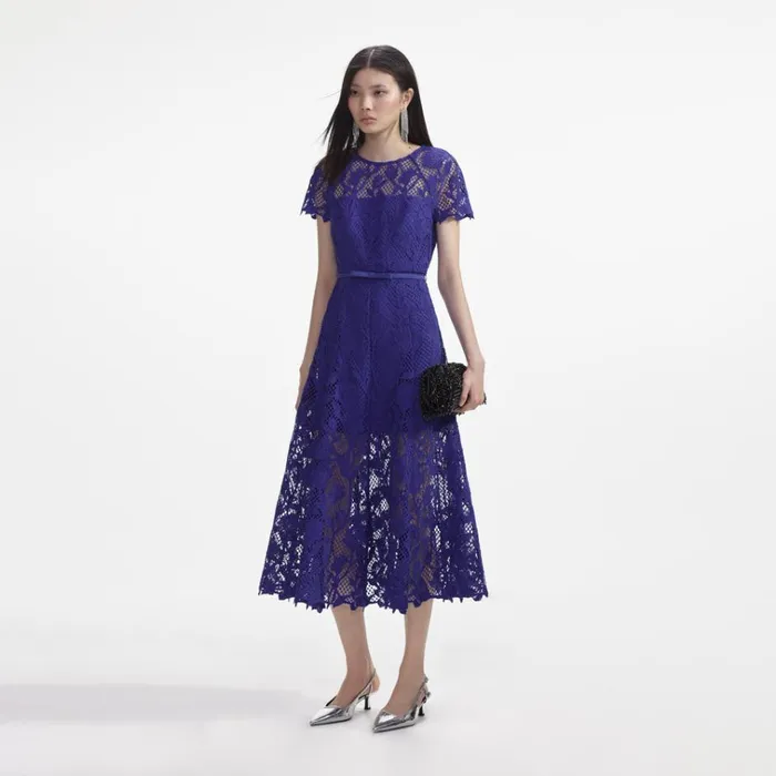 Self Portrait Dresses Cobalt Lace Midi Dress 8211 Women Self Portrait Dresses Cobalt Lace Midi Dress 8211 Women
