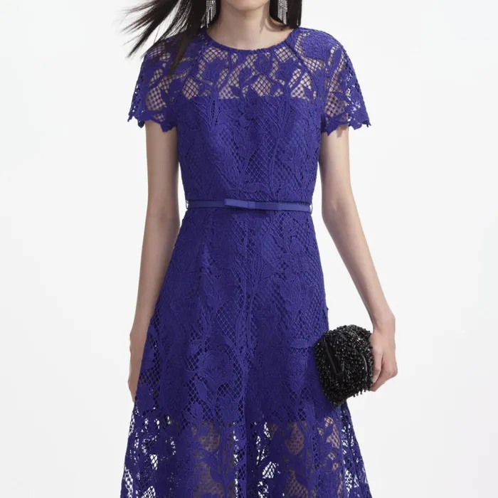 Self Portrait Dresses Cobalt Lace Midi Dress 8211 Women Self Portrait Dresses Cobalt Lace Midi Dress 8211 Women