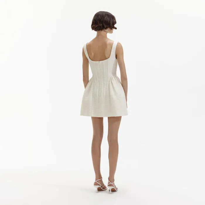 Self Portrait Dresses Cream Boucle Mini Dress 8211 Women Self Portrait Dresses Cream Boucle Mini Dress 8211 Women