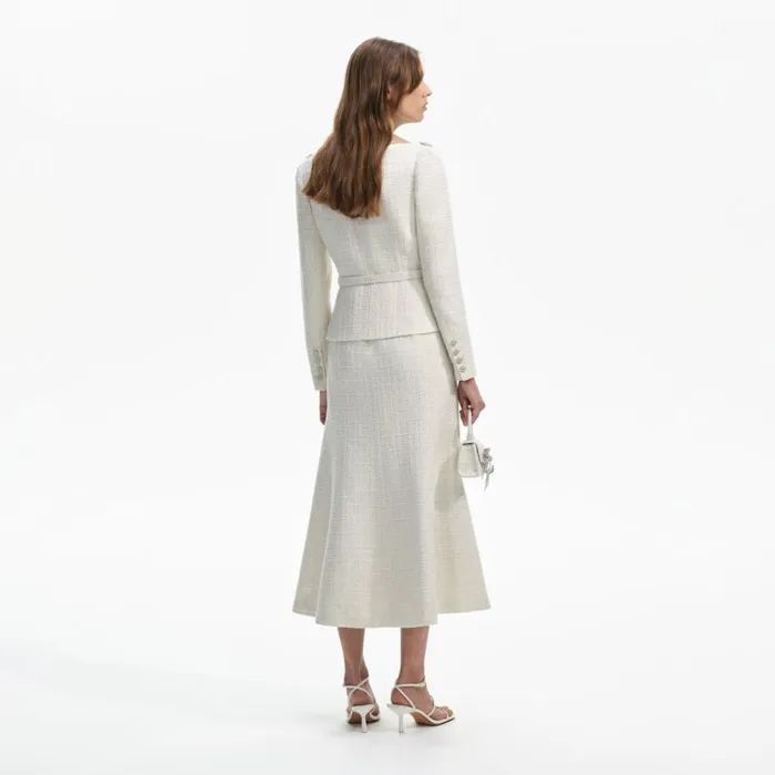 Self Portrait Dresses Cream Boucle Tailored Off Shoulder Midi Dress 8211 Women Self Portrait Dresses Cream Boucle Tailored Off Shoulder Midi Dress 8211 Women