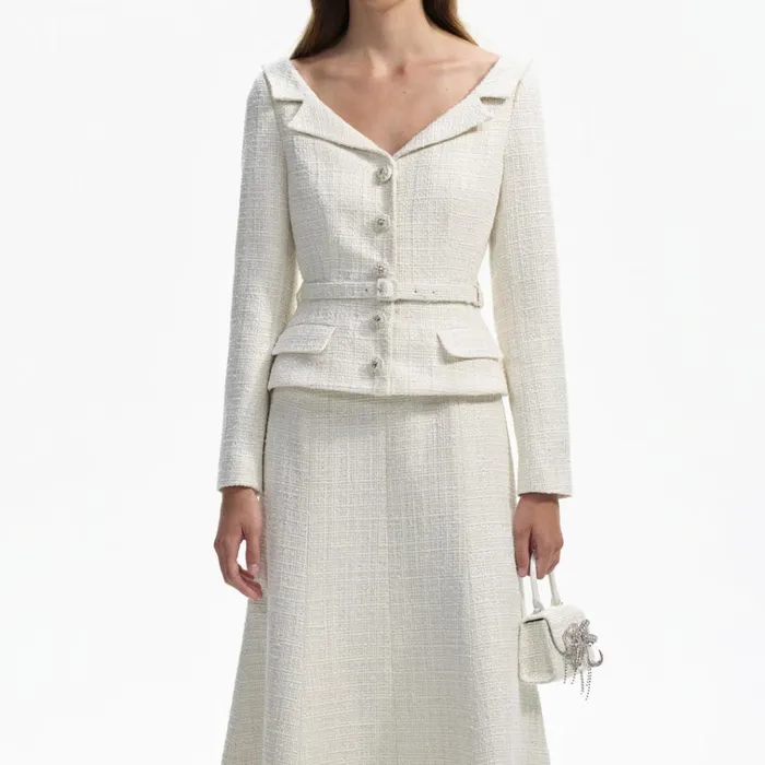 Self Portrait Dresses Cream Boucle Tailored Off Shoulder Midi Dress 8211 Women Self Portrait Dresses Cream Boucle Tailored Off Shoulder Midi Dress 8211 Women