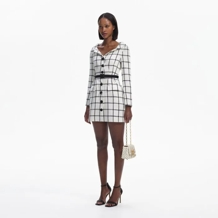 Self Portrait Dresses Cream Check Tailored Mini Dress 8211 Women Self Portrait Dresses Cream Check Tailored Mini Dress 8211 Women