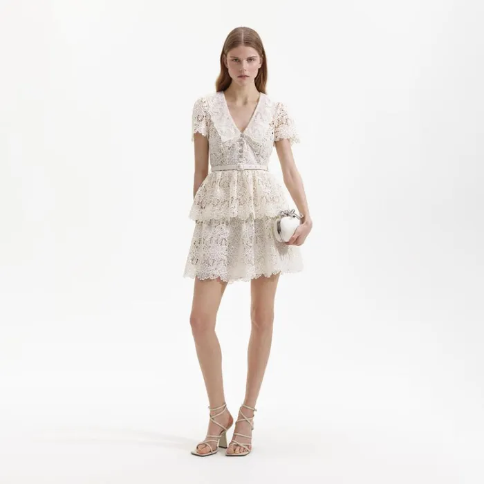 Self Portrait Dresses Cream Collar Mini Dress 8211 Women