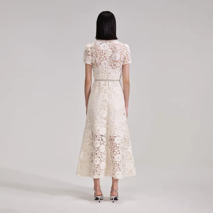 Self Portrait Dresses Cream Cord Lace Bow Midi Dress 8211 Women Self Portrait Dresses Cream Cord Lace Bow Midi Dress 8211 Women