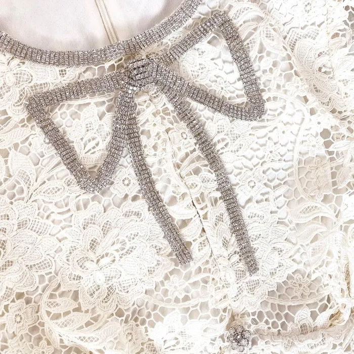 Self Portrait Dresses Cream Cord Lace Bow Mini Dress 8211 Women Self Portrait Dresses Cream Cord Lace Bow Mini Dress 8211 Women
