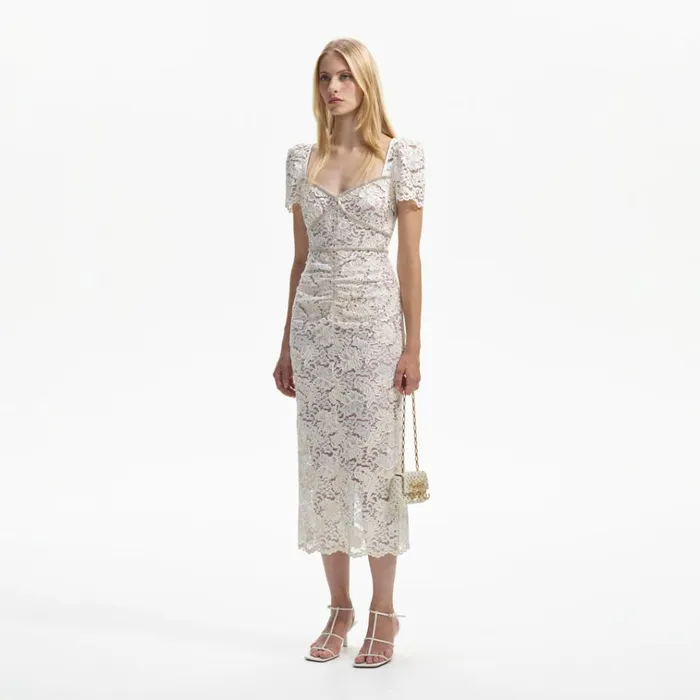 Self Portrait Dresses Cream Cord Lace Midi Dress 8211 Women Self Portrait Dresses Cream Cord Lace Midi Dress 8211 Women