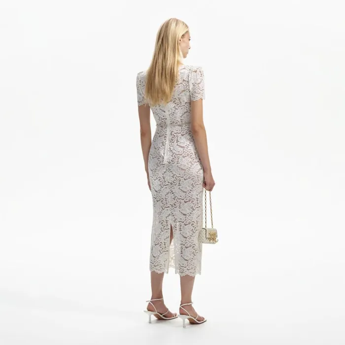 Self Portrait Dresses Cream Cord Lace Midi Dress 8211 Women Self Portrait Dresses Cream Cord Lace Midi Dress 8211 Women