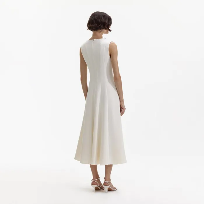 Self Portrait Dresses Cream Crepe Embellished Midi Dress 8211 Women Self Portrait Dresses Cream Crepe Embellished Midi Dress 8211 Women
