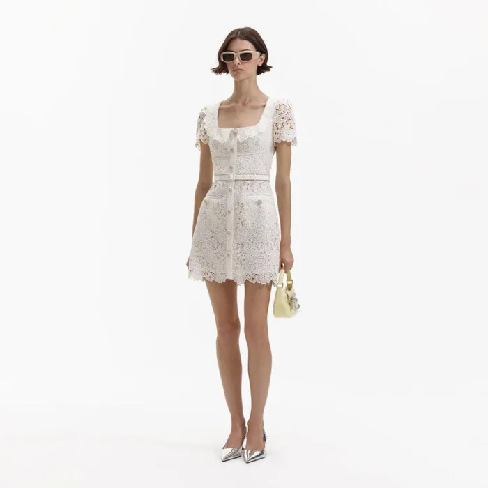 Self Portrait Dresses Cream Guipure Lace Button Mini Dress 8211 Women Self Portrait Dresses Cream Guipure Lace Button Mini Dress 8211 Women