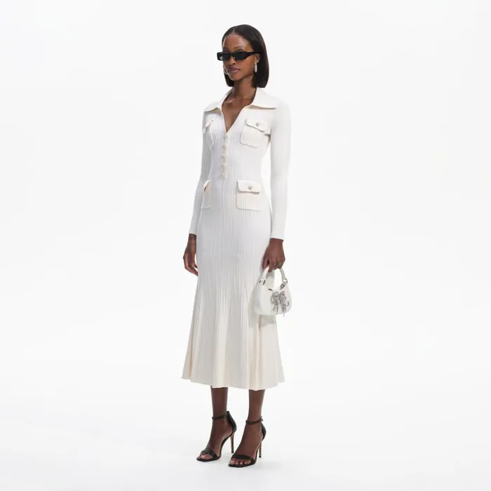 Self Portrait Dresses Cream Knit Midi Dress 8211 Women Self Portrait Dresses Cream Knit Midi Dress 8211 Women