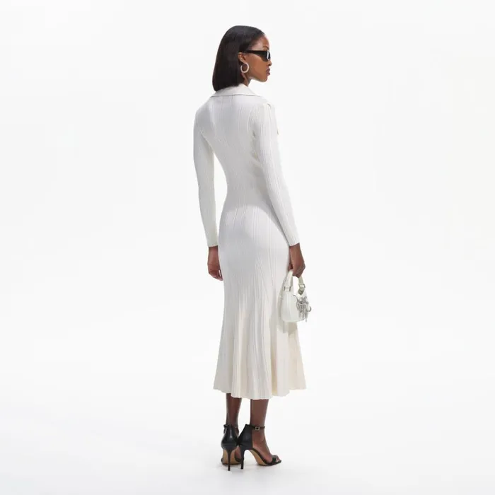 Self Portrait Dresses Cream Knit Midi Dress 8211 Women Self Portrait Dresses Cream Knit Midi Dress 8211 Women