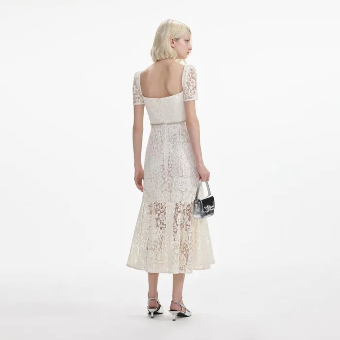 Self Portrait Dresses Cream Lace Diamante Bow Midi Dress 8211 Women Self Portrait Dresses Cream Lace Diamante Bow Midi Dress 8211 Women