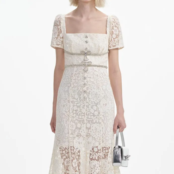 Self Portrait Dresses Cream Lace Diamante Bow Midi Dress 8211 Women Self Portrait Dresses Cream Lace Diamante Bow Midi Dress 8211 Women