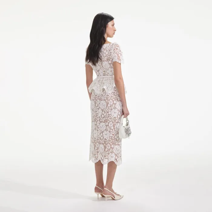 Self Portrait Dresses Cream Lace Peplum Midi Dress 8211 Women Self Portrait Dresses Cream Lace Peplum Midi Dress 8211 Women