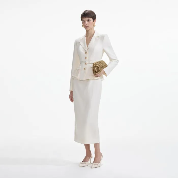 Self Portrait Dresses Cream Linen Tailored Midi Dress 8211 Women Self Portrait Dresses Cream Linen Tailored Midi Dress 8211 Women