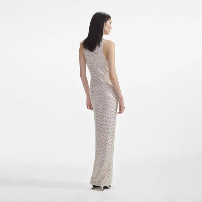 Self Portrait Dresses Cream Mesh Rhinestone Maxi Dress 8211 Women Self Portrait Dresses Cream Mesh Rhinestone Maxi Dress 8211 Women