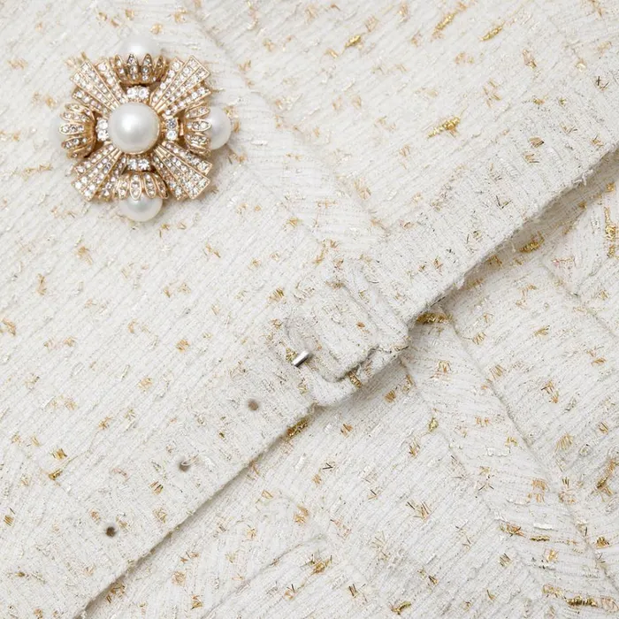 Self Portrait Dresses Cream Metallic Boucle Mini Jacket Dress 8211 Women Self Portrait Dresses Cream Metallic Boucle Mini Jacket Dress 8211 Women