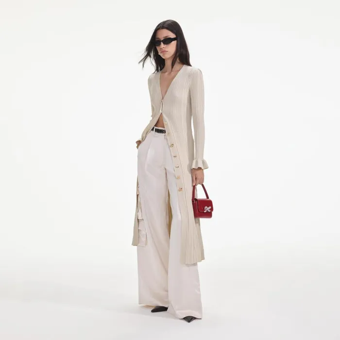 Self Portrait Dresses Cream Metallic Ribbed Midi Dress 8211 Women Self Portrait Dresses Cream Metallic Ribbed Midi Dress 8211 Women