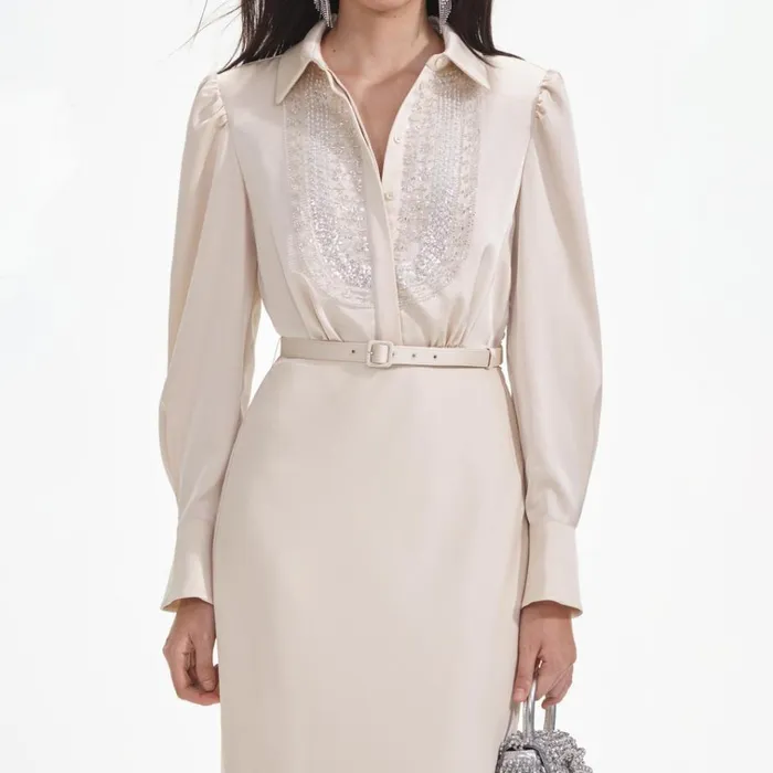 Self Portrait Dresses Cream Satin Embellished Bib Maxi Dress 8211 Women Self Portrait Dresses Cream Satin Embellished Bib Maxi Dress 8211 Women