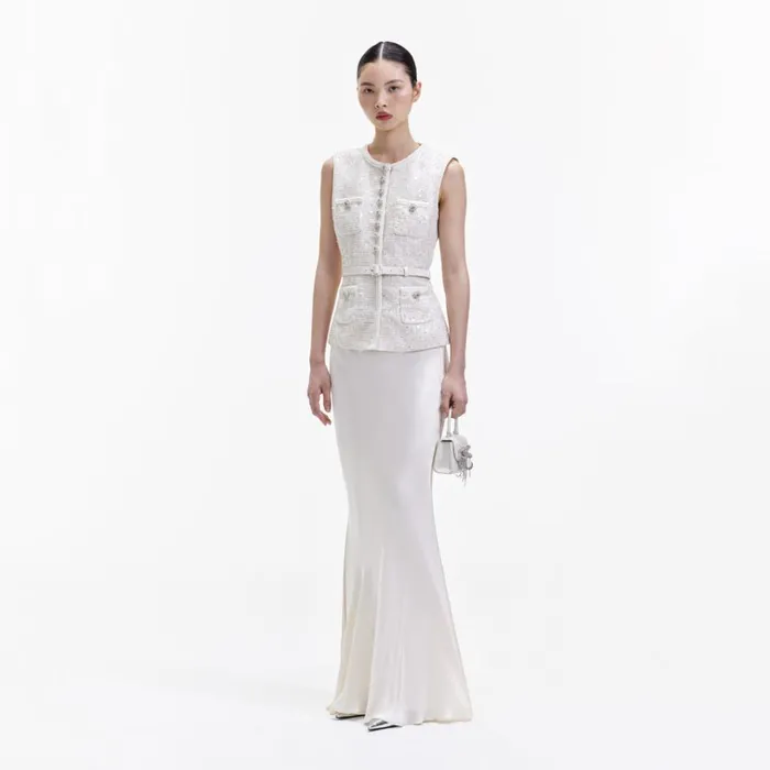 Self Portrait Dresses Cream Sequin Boucle Maxi Dress 8211 Women Self Portrait Dresses Cream Sequin Boucle Maxi Dress 8211 Women