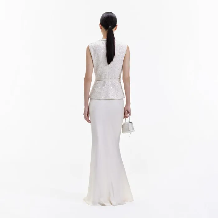 Self Portrait Dresses Cream Sequin Boucle Maxi Dress 8211 Women Self Portrait Dresses Cream Sequin Boucle Maxi Dress 8211 Women