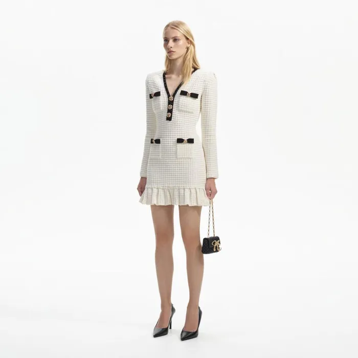Self Portrait Dresses Cream Textured Knit Mini Dress 8211 Women Self Portrait Dresses Cream Textured Knit Mini Dress 8211 Women