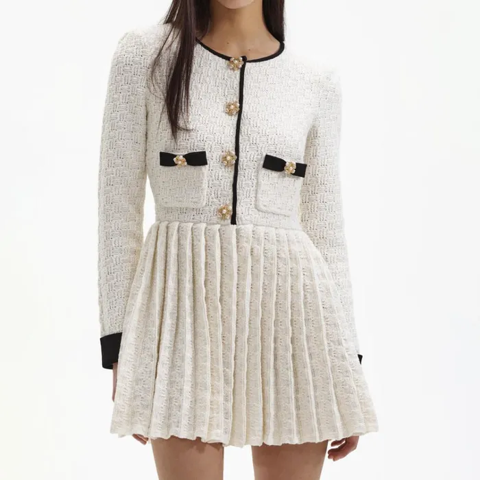 Self Portrait Dresses Cream Weave Knit Mini Dress 8211 Women Self Portrait Dresses Cream Weave Knit Mini Dress 8211 Women