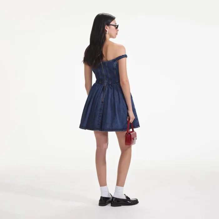 Self Portrait Dresses Denim Off Shoulder Mini Dress 8211 Women Self Portrait Dresses Denim Off Shoulder Mini Dress 8211 Women