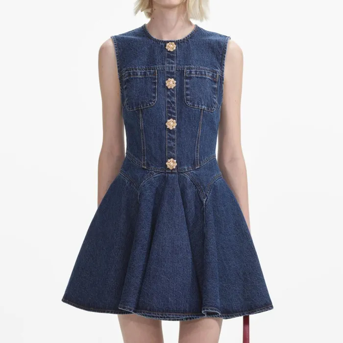 Self Portrait Dresses Denim Skater Mini Dress 8211 Women Self Portrait Dresses Denim Skater Mini Dress 8211 Women