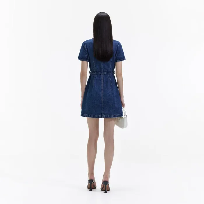 Self Portrait Dresses Denim Stitch Detail Mini Dress 8211 Women Self Portrait Dresses Denim Stitch Detail Mini Dress 8211 Women