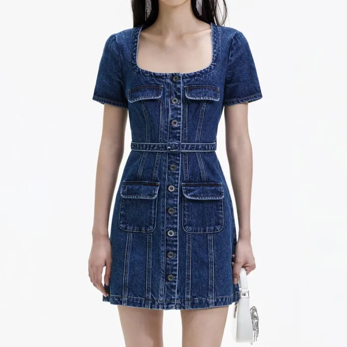 Self Portrait Dresses Denim Stitch Detail Mini Dress 8211 Women Self Portrait Dresses Denim Stitch Detail Mini Dress 8211 Women