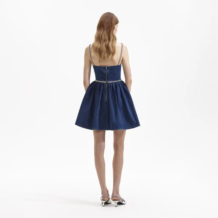 Self Portrait Dresses Diamante Bow Denim Mini Dress 8211 Women Self Portrait Dresses Diamante Bow Denim Mini Dress 8211 Women