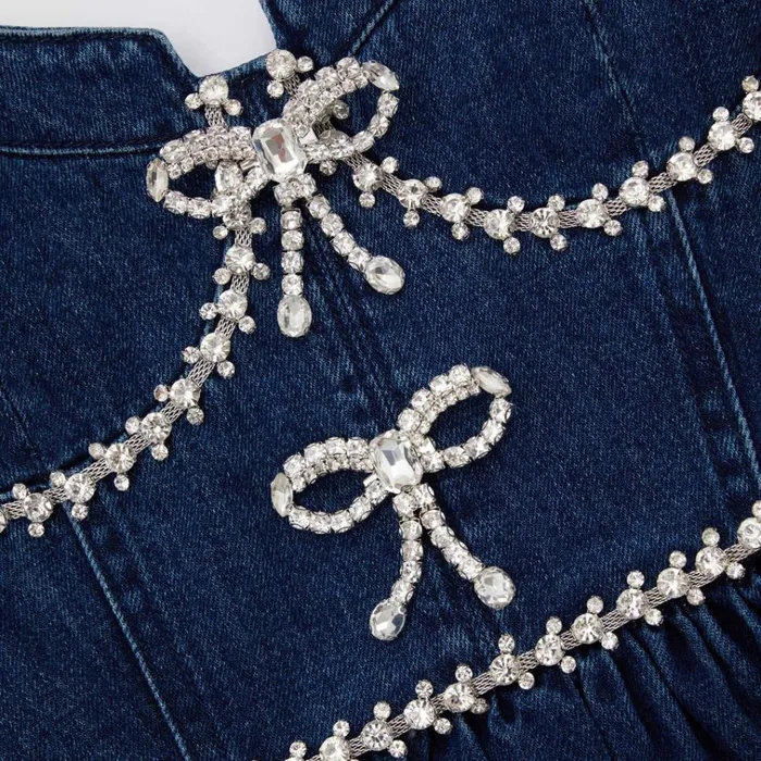 Self Portrait Dresses Diamante Bow Denim Mini Dress 8211 Women Self Portrait Dresses Diamante Bow Denim Mini Dress 8211 Women