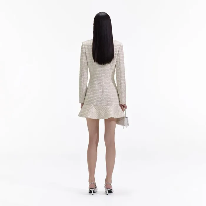 Self Portrait Dresses Gold Boucle Long Sleeve Mini Dress 8211 Women Self Portrait Dresses Gold Boucle Long Sleeve Mini Dress 8211 Women