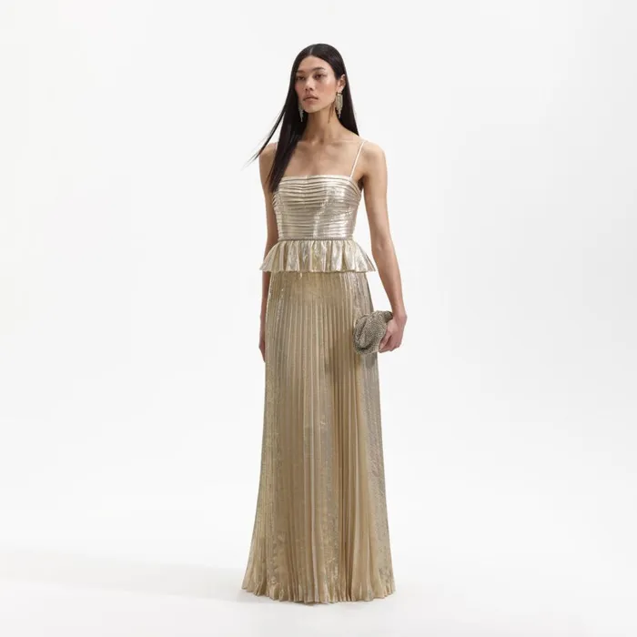 Self Portrait Dresses Gold Metallic Maxi Dress 8211 Women Self Portrait Dresses Gold Metallic Maxi Dress 8211 Women