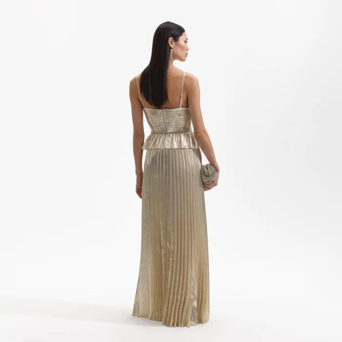 Self Portrait Dresses Gold Metallic Maxi Dress 8211 Women Self Portrait Dresses Gold Metallic Maxi Dress 8211 Women