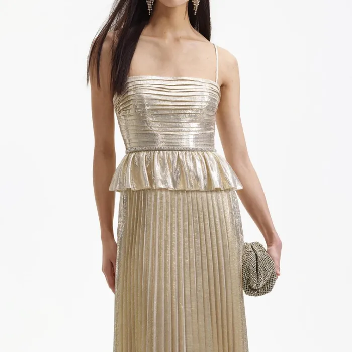 Self Portrait Dresses Gold Metallic Maxi Dress 8211 Women Self Portrait Dresses Gold Metallic Maxi Dress 8211 Women