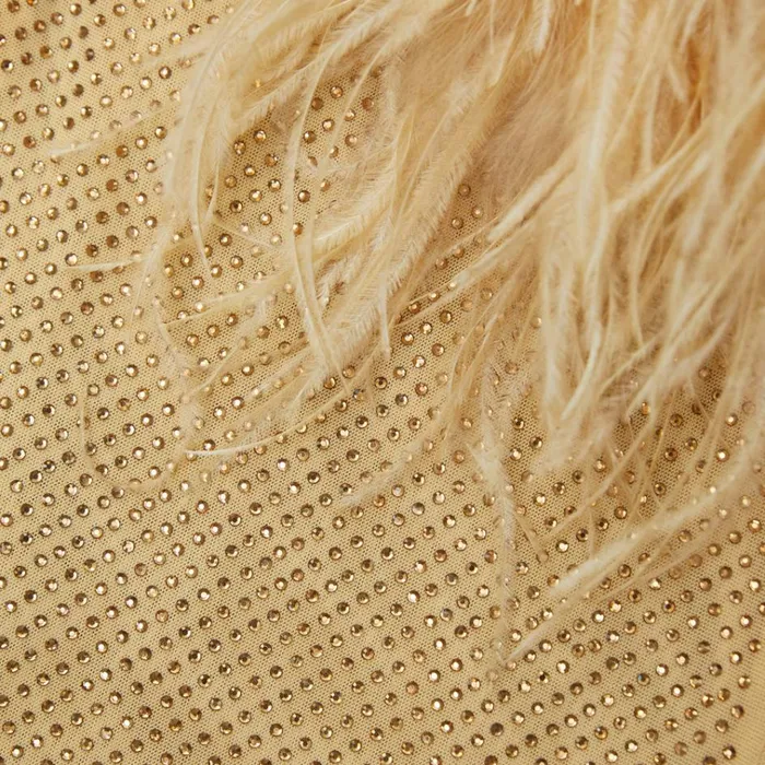 Self Portrait Dresses Gold Rhinestone Feather Midi Dress 8211 Women Self Portrait Dresses Gold Rhinestone Feather Midi Dress 8211 Women