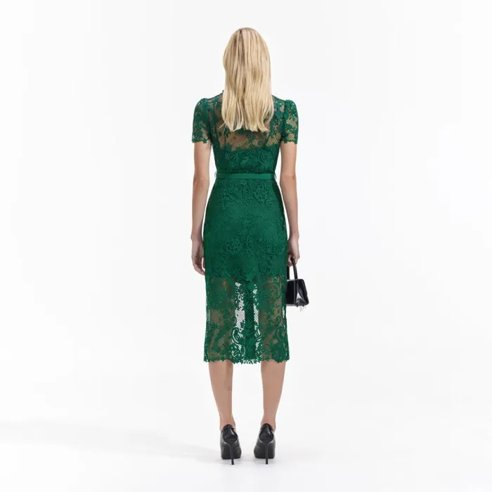 Self Portrait Dresses Green Lace Button Front Midi Dress 8211 Women Self Portrait Dresses Green Lace Button Front Midi Dress 8211 Women