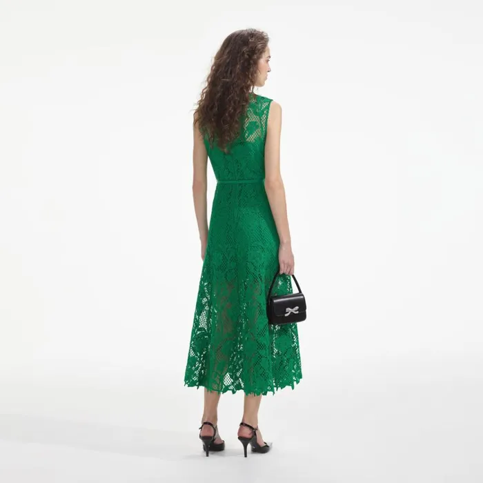 Self Portrait Dresses Green Lace Sleeveless Midi Dress 8211 Women Self Portrait Dresses Green Lace Sleeveless Midi Dress 8211 Women
