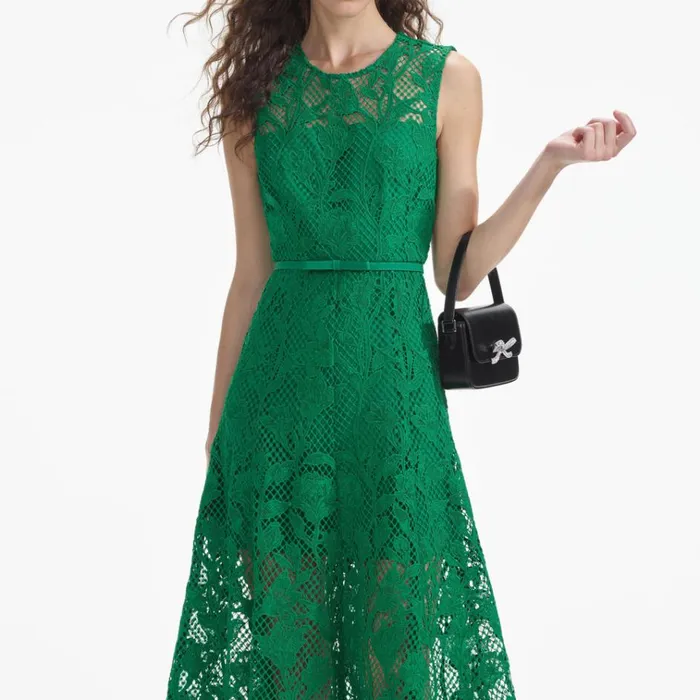 Self Portrait Dresses Green Lace Sleeveless Midi Dress 8211 Women Self Portrait Dresses Green Lace Sleeveless Midi Dress 8211 Women