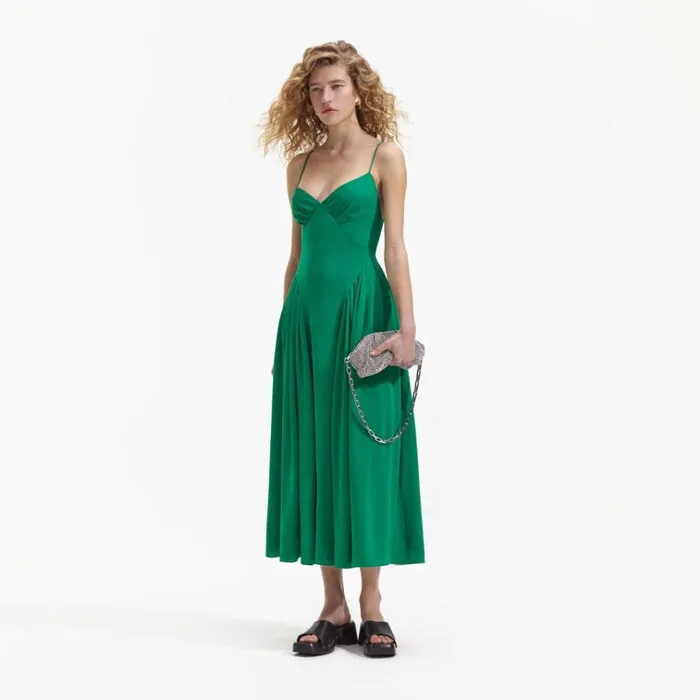 Self Portrait Dresses Green Strappy Midi Dress 8211 Women Self Portrait Dresses Green Strappy Midi Dress 8211 Women