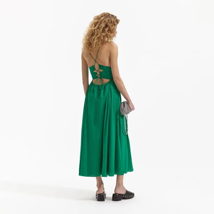 Self Portrait Dresses Green Strappy Midi Dress 8211 Women Self Portrait Dresses Green Strappy Midi Dress 8211 Women