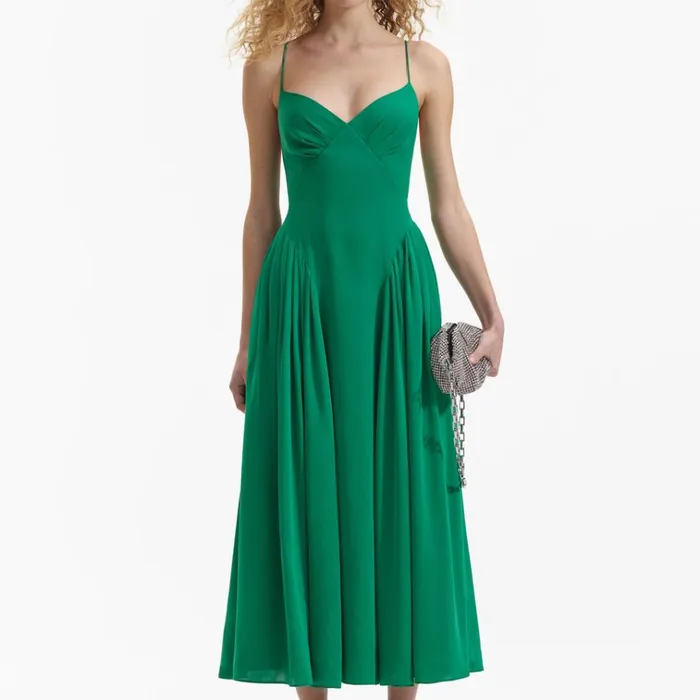 Self Portrait Dresses Green Strappy Midi Dress 8211 Women Self Portrait Dresses Green Strappy Midi Dress 8211 Women