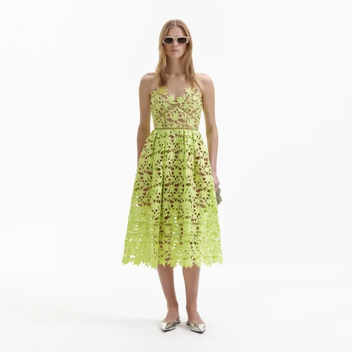Self Portrait Dresses Lime Azaelea Lace Midi Dress 8211 Women